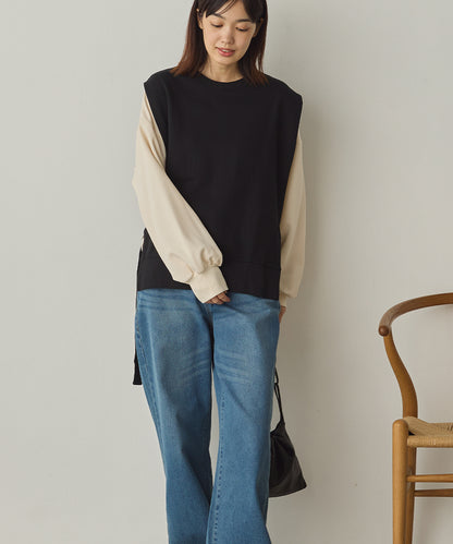 裏毛スウェットサイドリボンベスト[1225-6133]