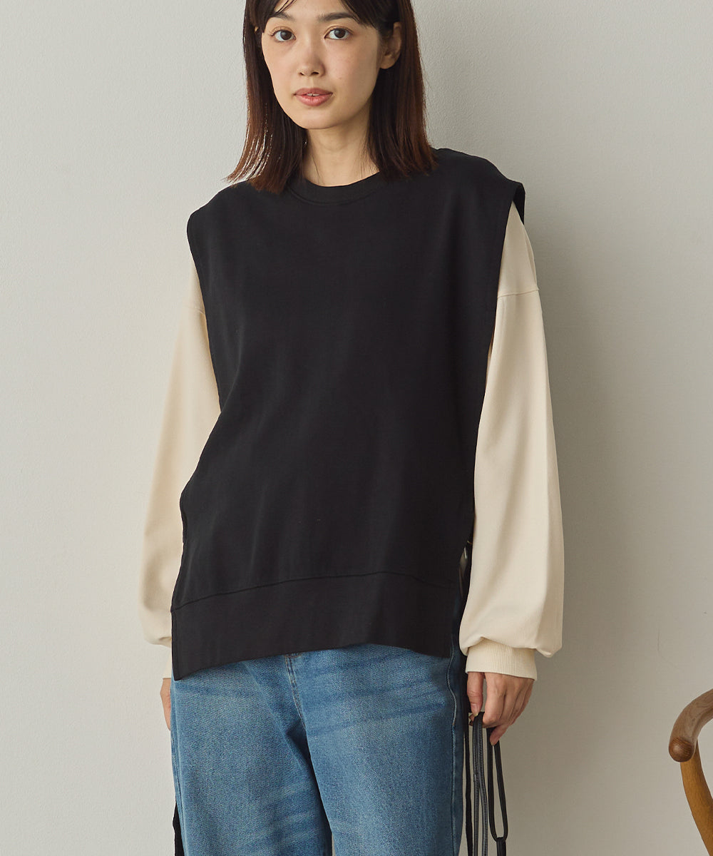 裏毛スウェットサイドリボンベスト[1225-6133]