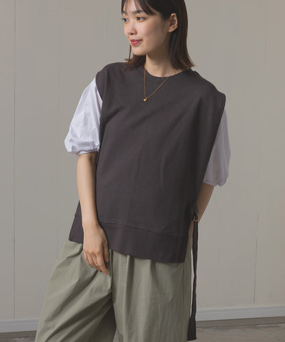 裏毛スウェットサイドリボンベスト[1225-6133]