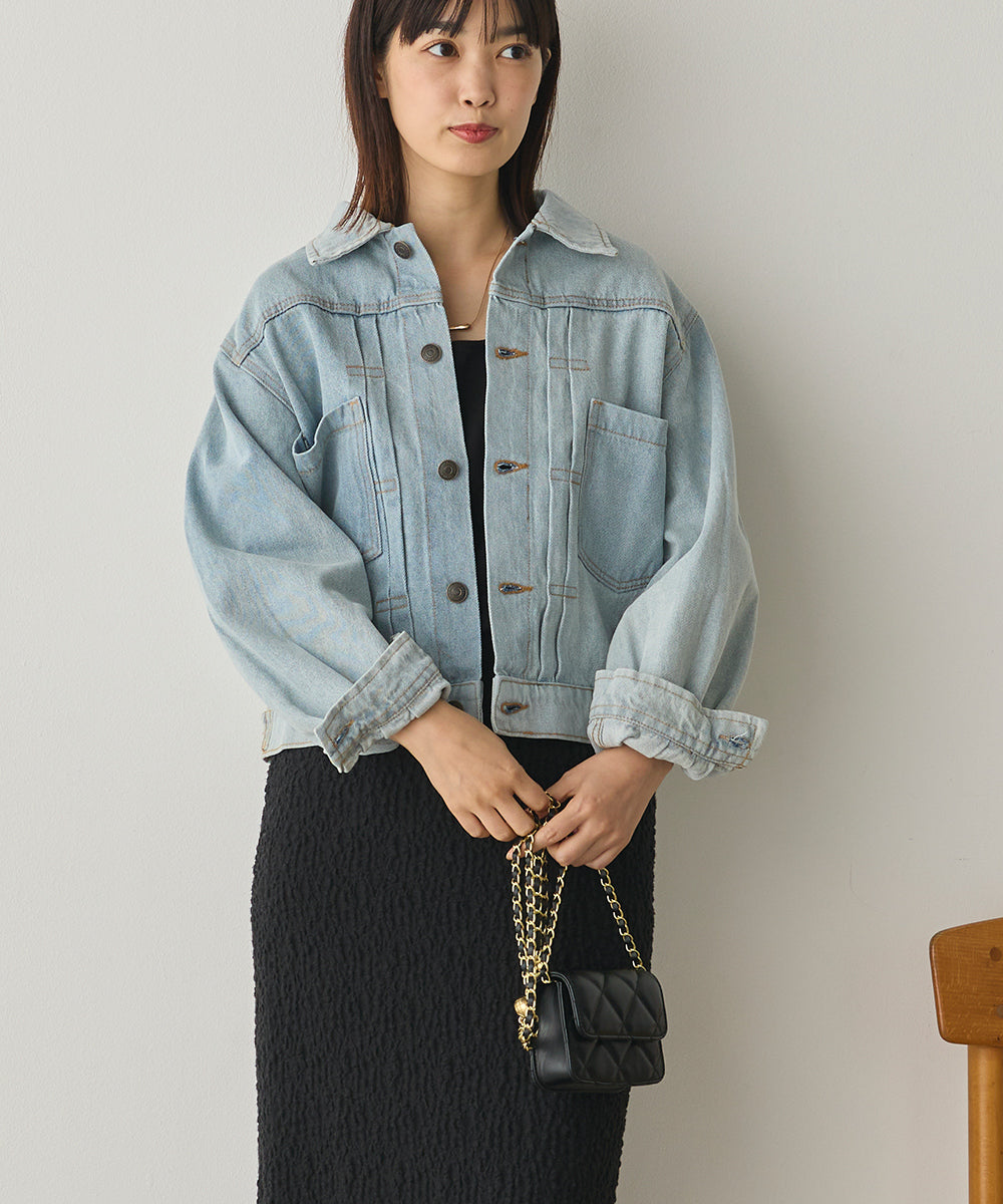 袖ボリュームデニムジャケット[1225-9001]