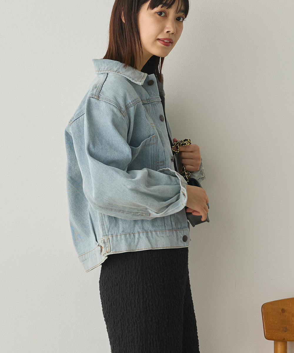 袖ボリュームデニムジャケット[1225-9001]