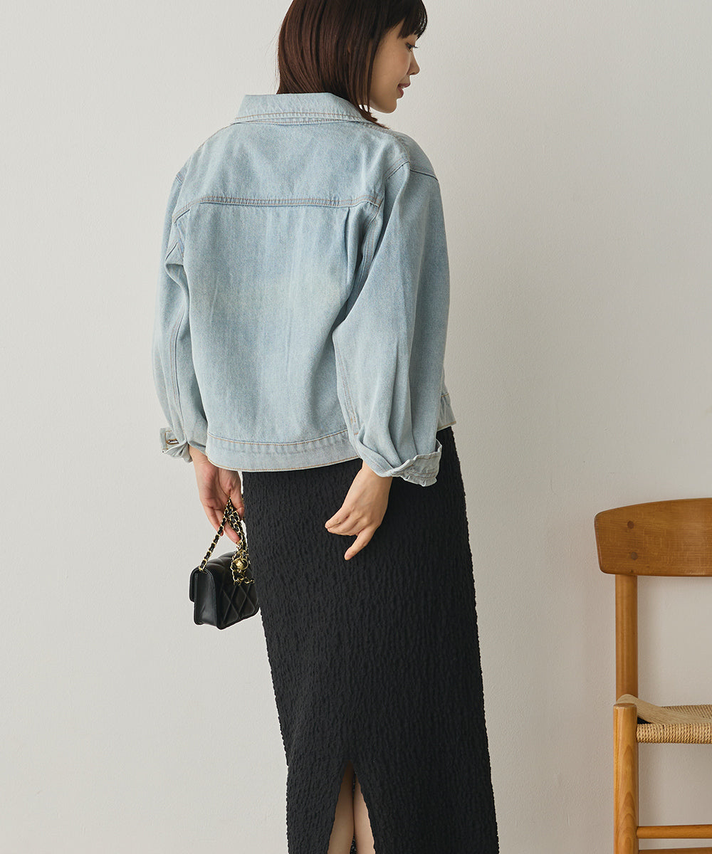 袖ボリュームデニムジャケット[1225-9001]