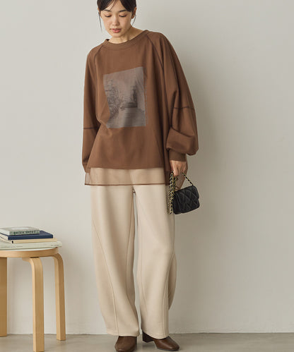 ダンボールニット切り替えカーブパンツ[1325-1014]