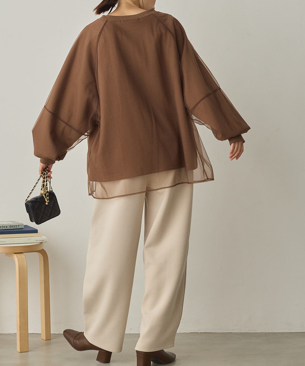 ダンボールニット切り替えカーブパンツ[1325-1014]