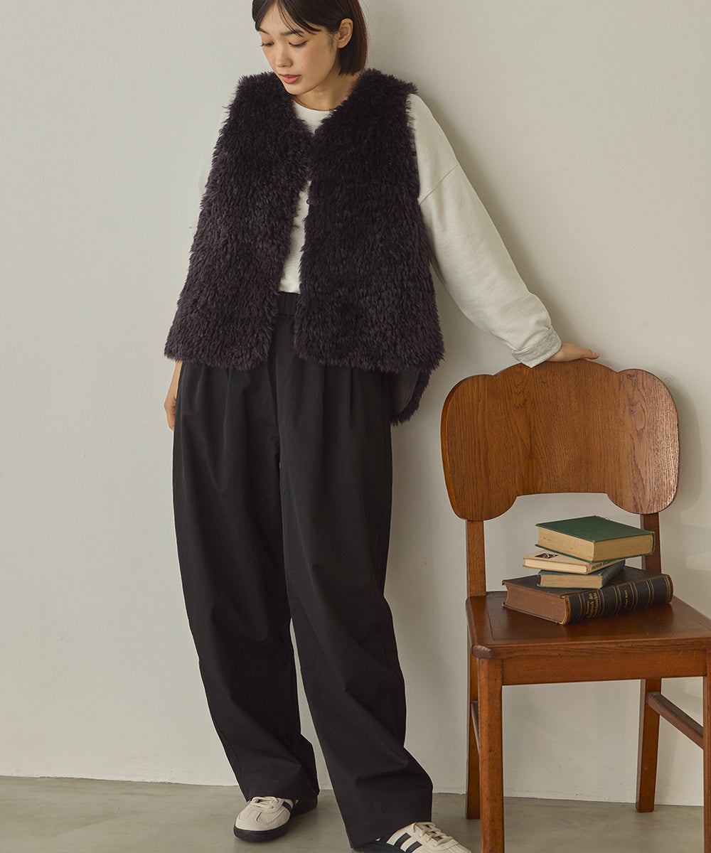 撥水シワ加工ストレッチイージーコクーンワイドパンツ[1325-1018]