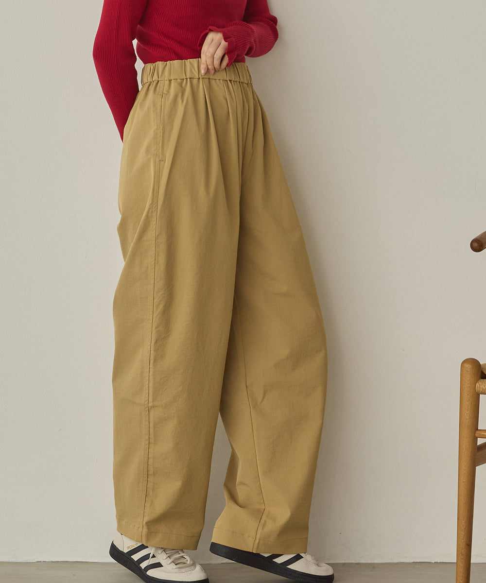 撥水シワ加工ストレッチイージーコクーンワイドパンツ[1325-1018]