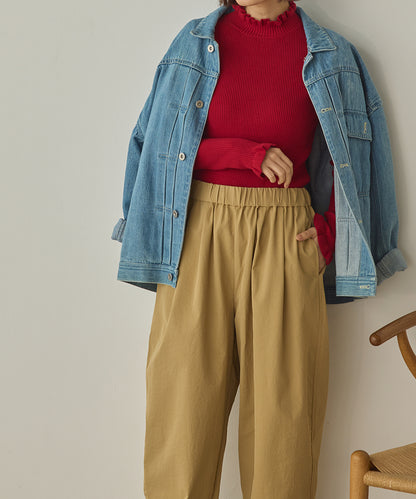 撥水シワ加工ストレッチイージーコクーンワイドパンツ[1325-1018]