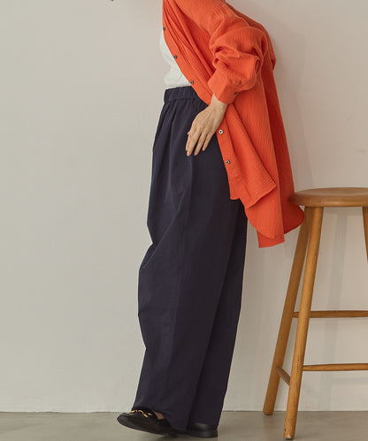 撥水シワ加工ストレッチイージーコクーンワイドパンツ[1325-1018]