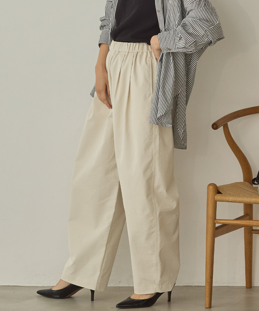 撥水シワ加工ストレッチイージーコクーンワイドパンツ[1325-1018]