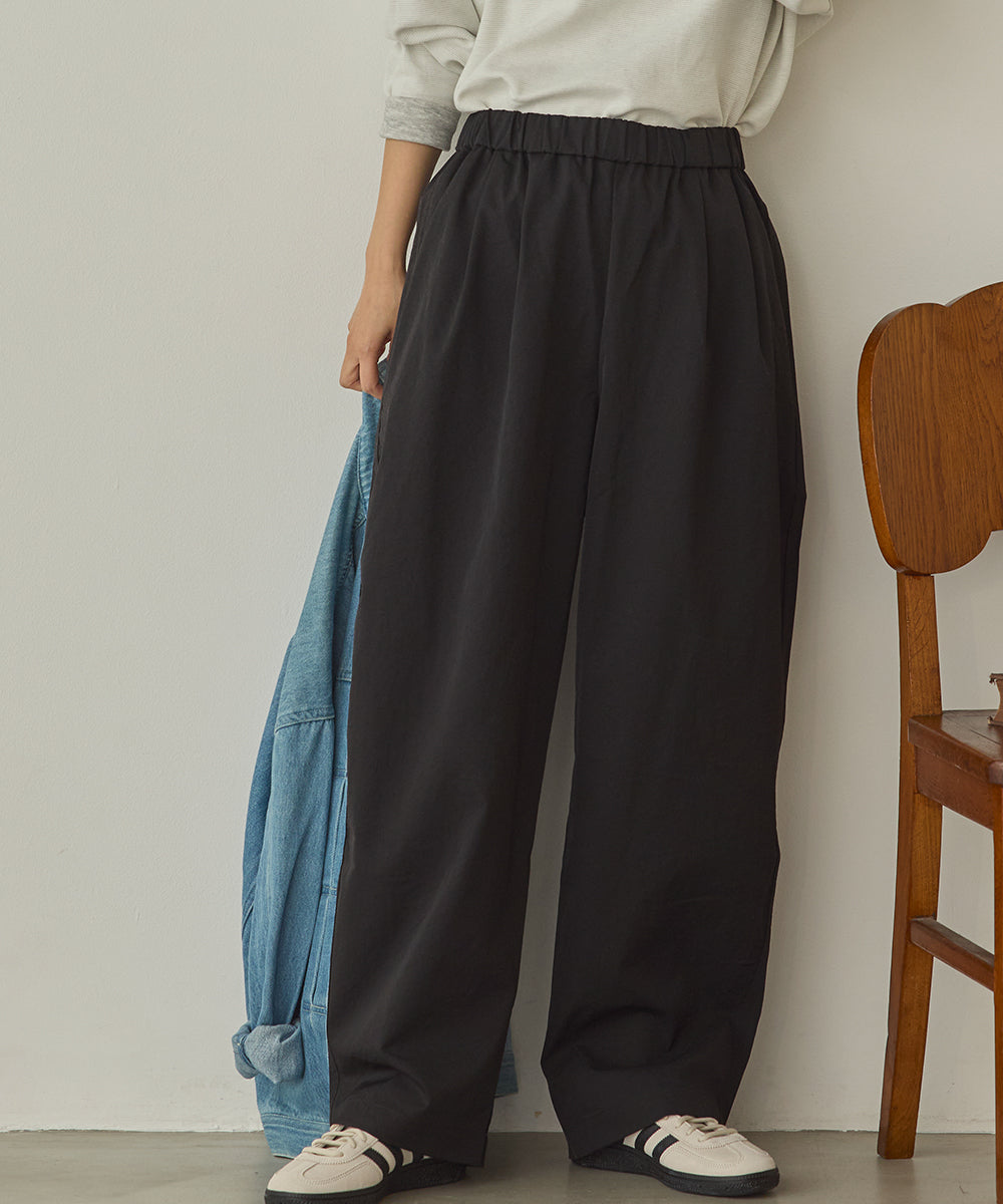 撥水シワ加工ストレッチイージーコクーンワイドパンツ[1325-1018]