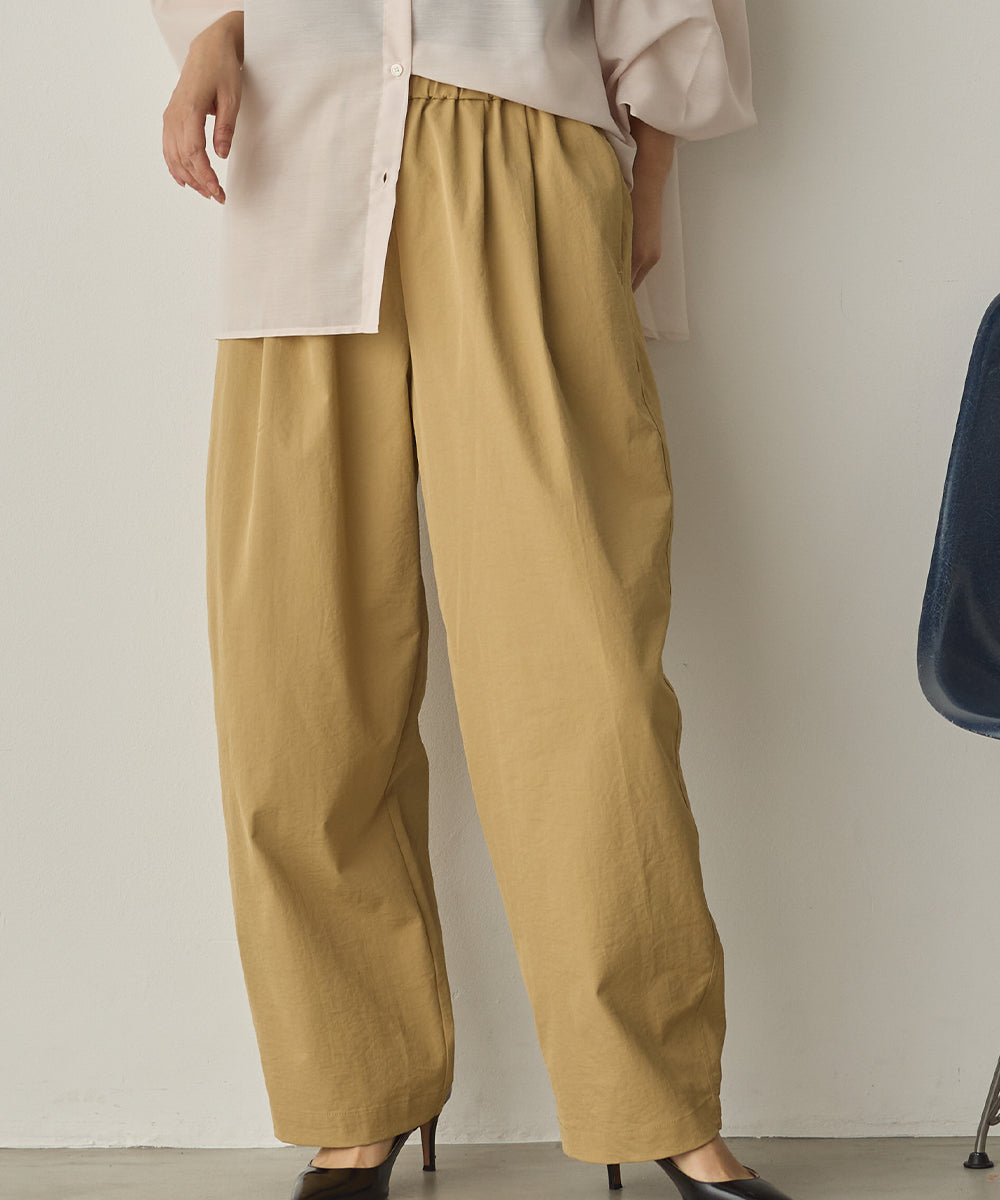 撥水シワ加工ストレッチイージーコクーンワイドパンツ[1325-1018]