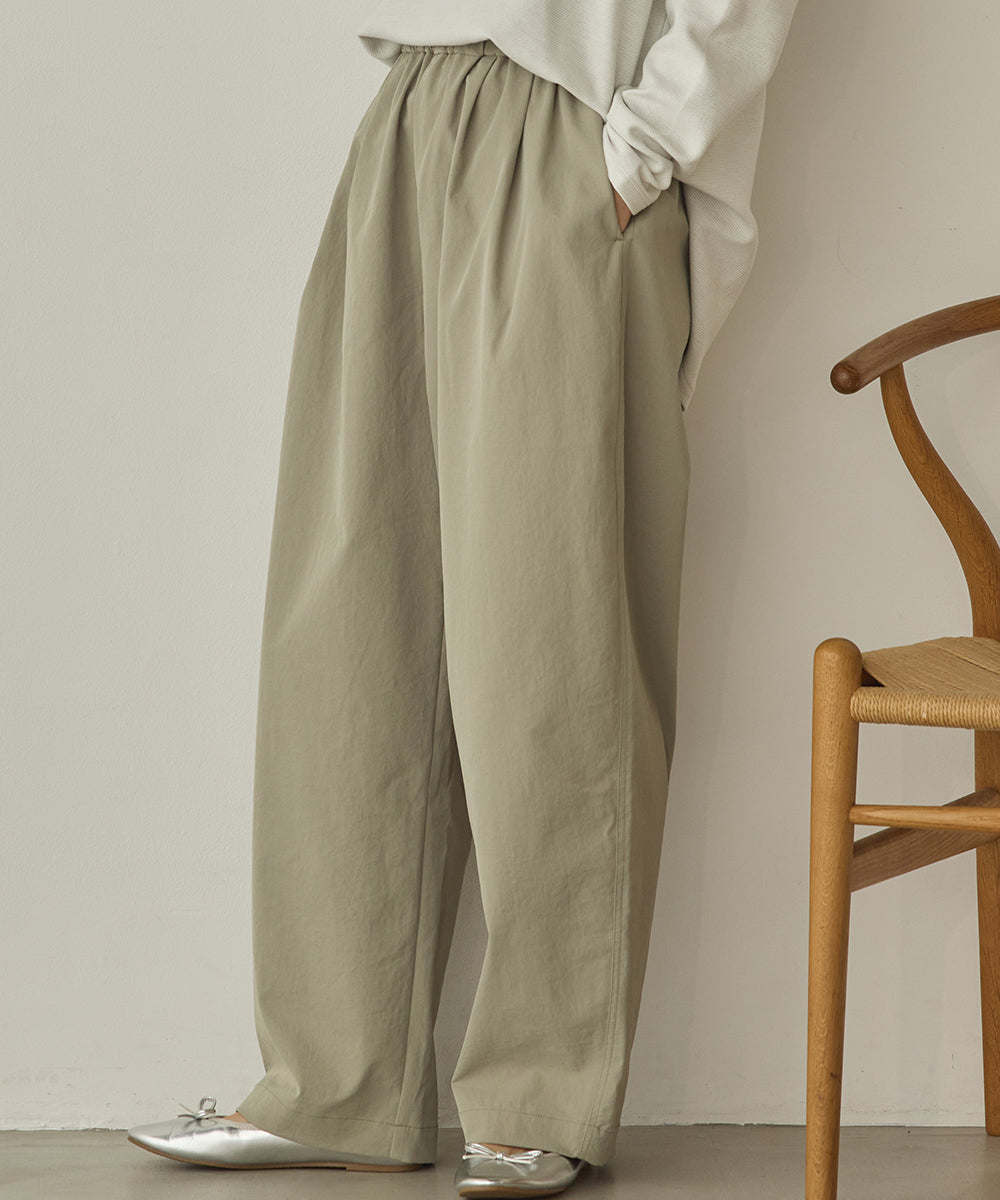 撥水シワ加工ストレッチイージーコクーンワイドパンツ[1325-1018]