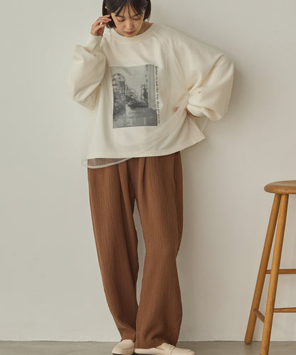 ダブルガーゼ製品洗いイージーバレルパンツ[1325-1020]