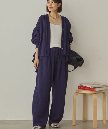 ダブルガーゼ製品洗いイージーバレルパンツ[1325-1020]