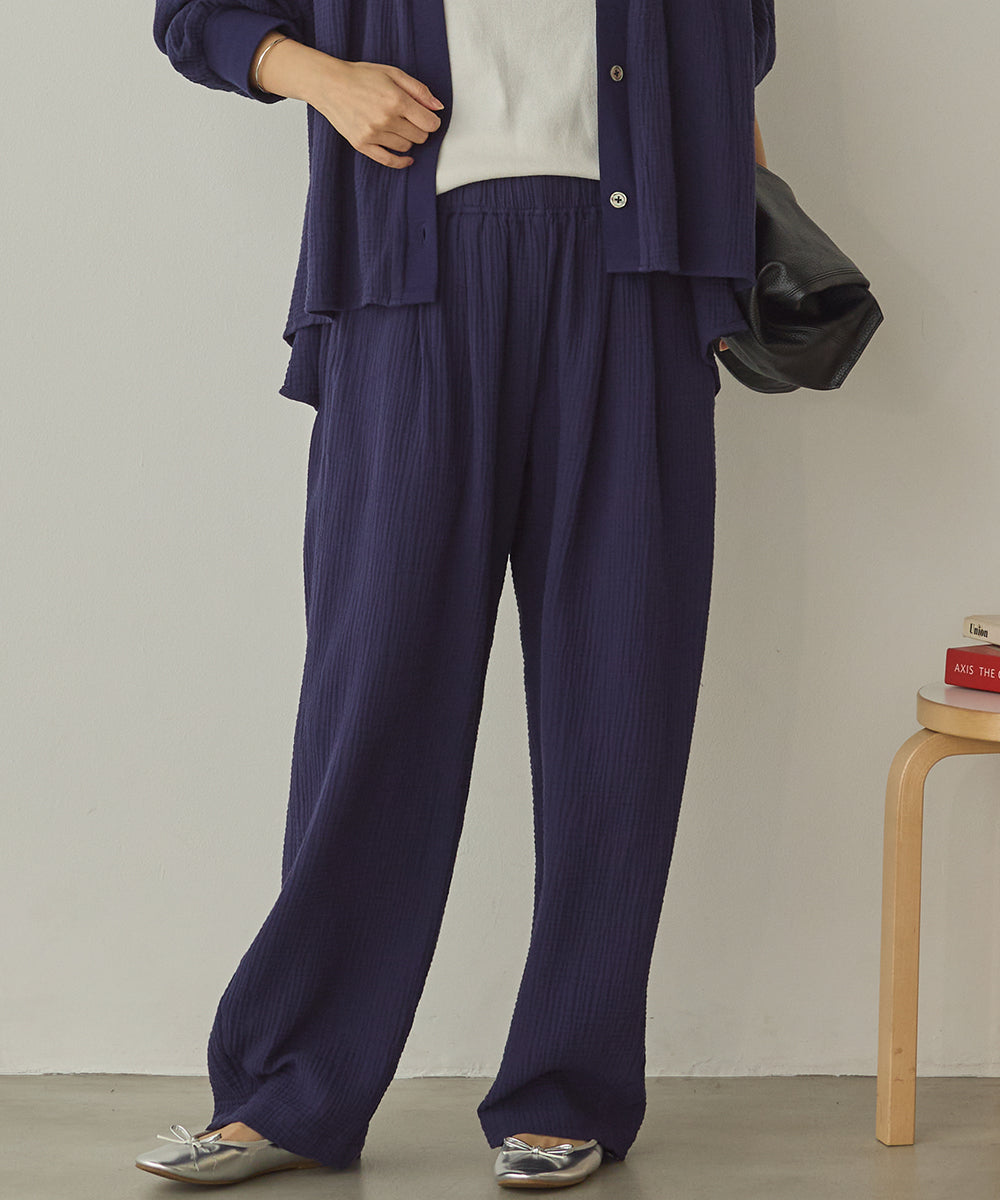 ダブルガーゼ製品洗いイージーバレルパンツ[1325-1020]