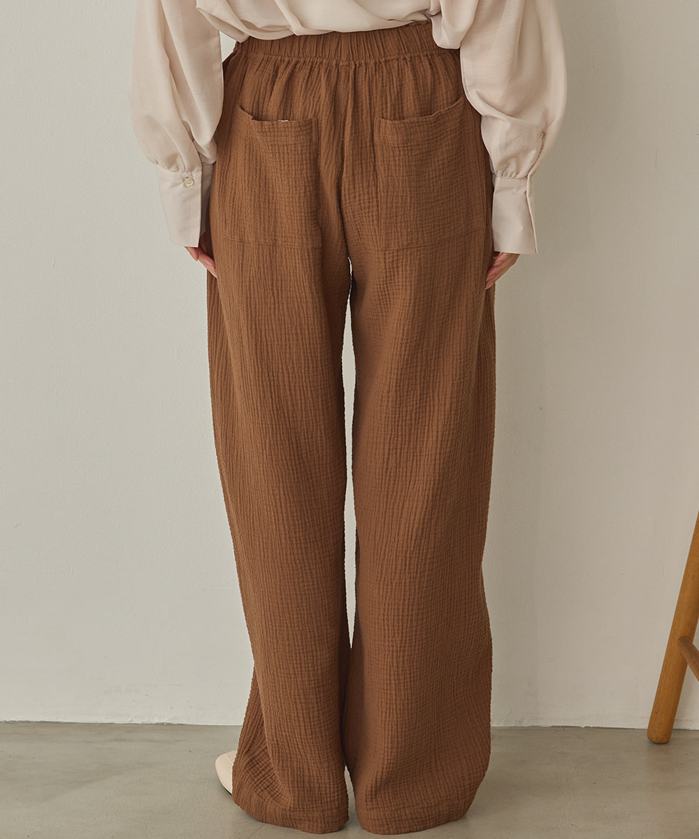 ダブルガーゼ製品洗いイージーバレルパンツ[1325-1020]