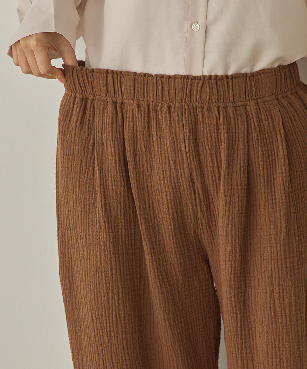 ダブルガーゼ製品洗いイージーバレルパンツ[1325-1020]