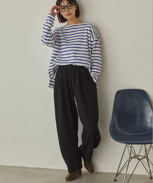 ダブルガーゼ製品洗いイージーバレルパンツ[1325-1020]