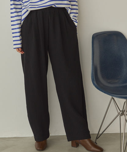 ダブルガーゼ製品洗いイージーバレルパンツ[1325-1020]