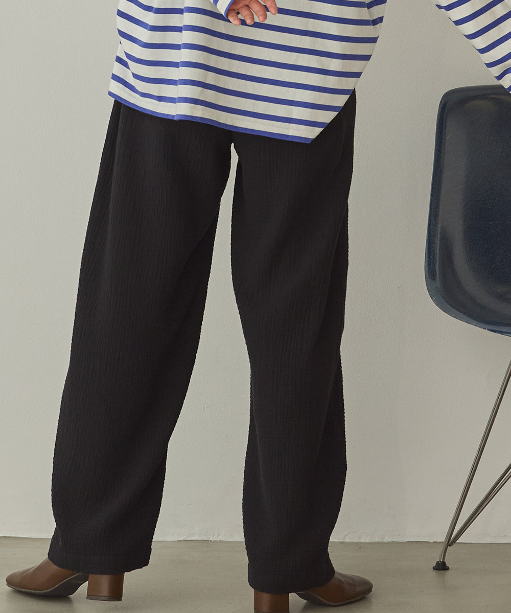 ダブルガーゼ製品洗いイージーバレルパンツ[1325-1020]