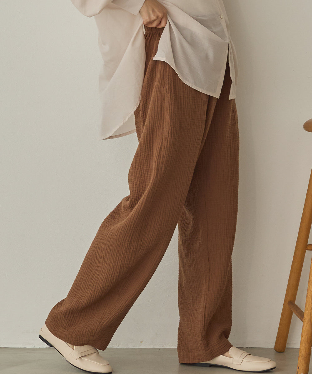 ダブルガーゼ製品洗いイージーバレルパンツ[1325-1020]