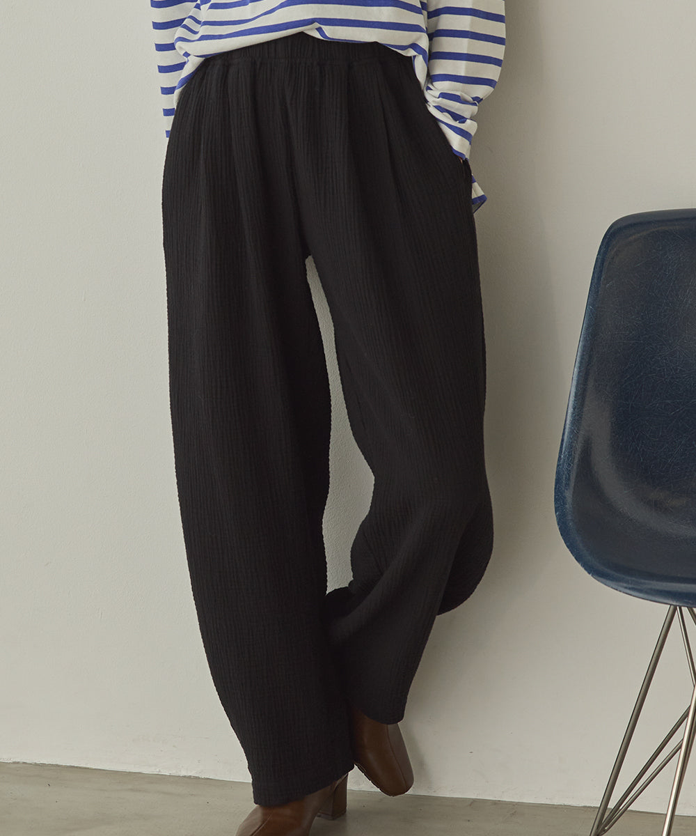 ダブルガーゼ製品洗いイージーバレルパンツ[1325-1020]