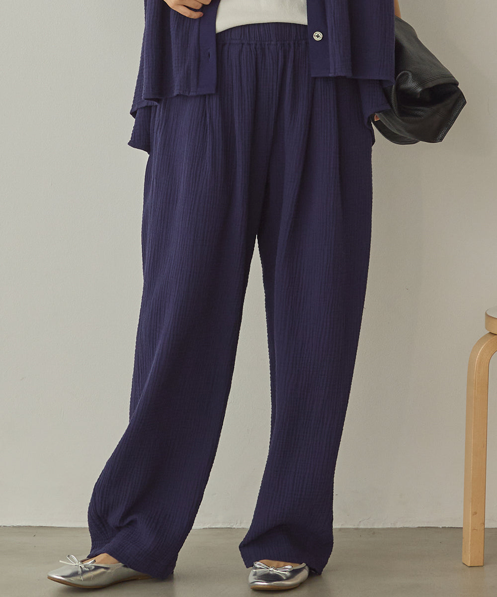 ダブルガーゼ製品洗いイージーバレルパンツ[1325-1020]