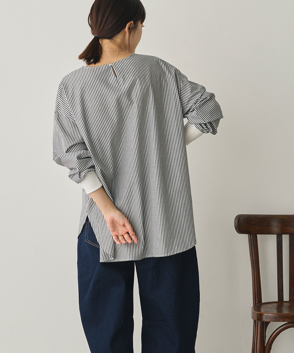 製品洗いブロードボリューム袖ブラウス[1325-4104]