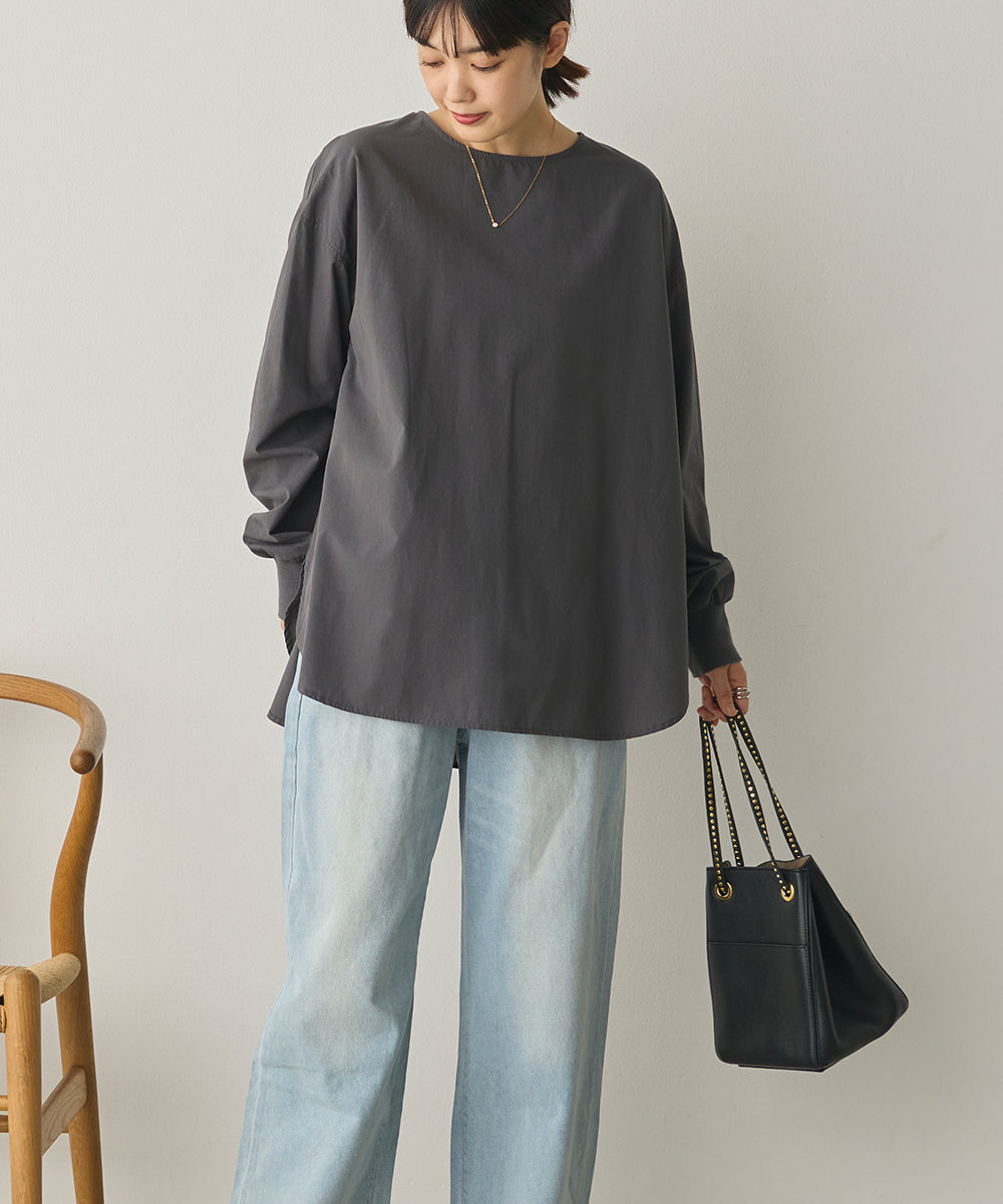 製品洗いブロードボリューム袖ブラウス[1325-4104]