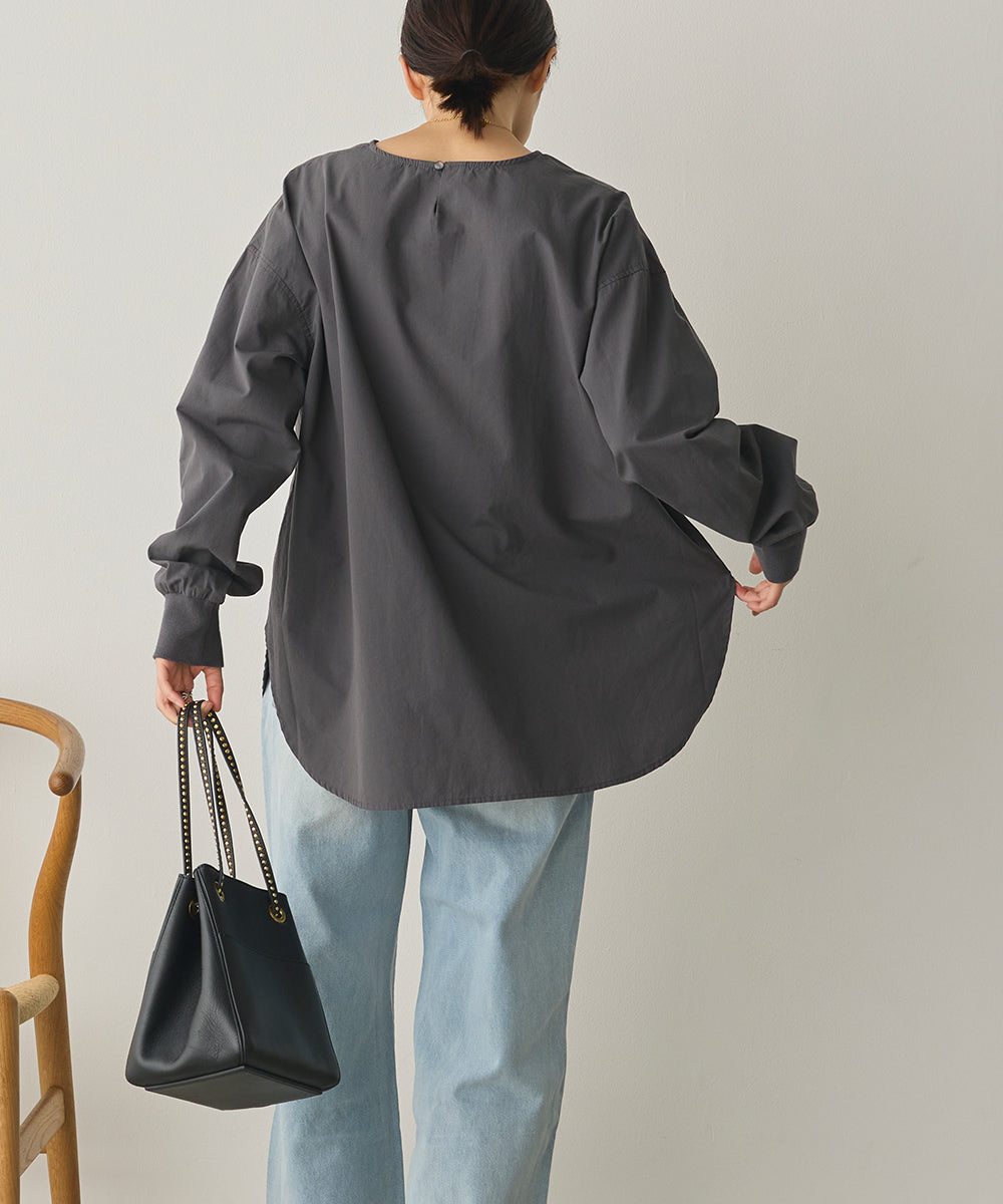 製品洗いブロードボリューム袖ブラウス[1325-4104]