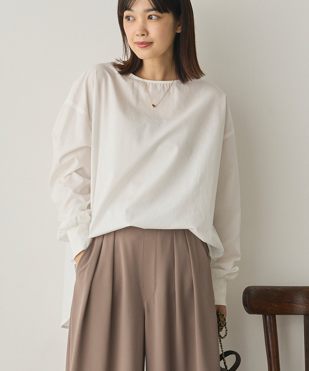 製品洗いブロードボリューム袖ブラウス[1325-4104]