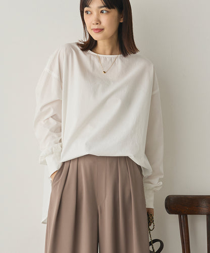 製品洗いブロードボリューム袖ブラウス[1325-4104]