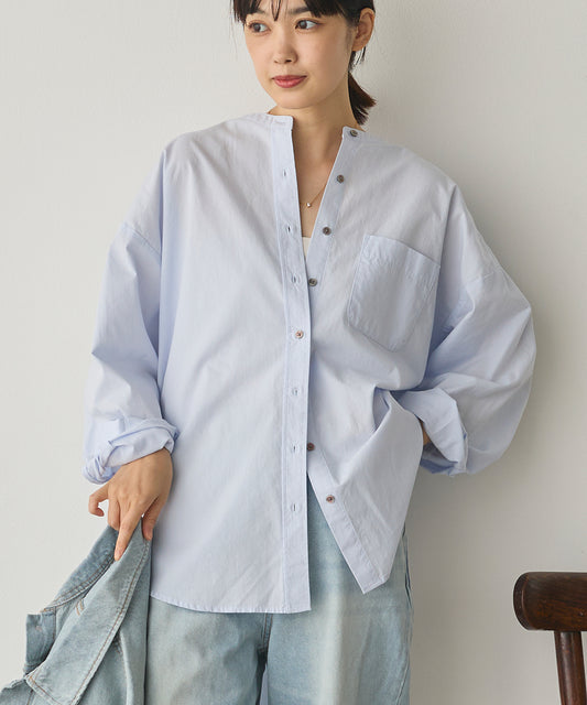 製品洗いブロードバンドカラー長袖シャツ[1325-4103]