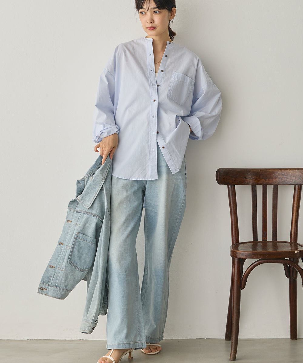 製品洗いブロードバンドカラー長袖シャツ[1325-4103]