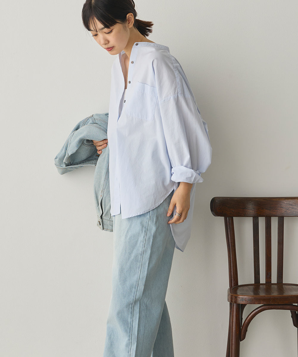 製品洗いブロードバンドカラー長袖シャツ[1325-4103]