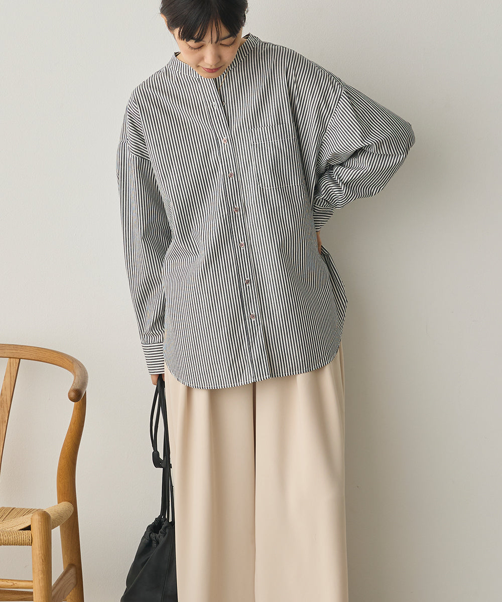 製品洗いブロードバンドカラー長袖シャツ[1325-4103]