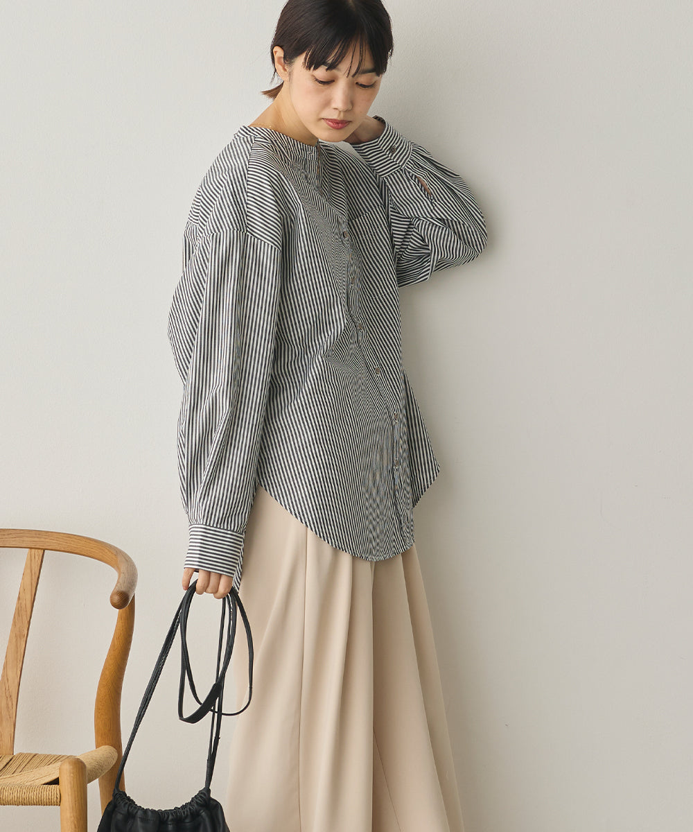 製品洗いブロードバンドカラー長袖シャツ[1325-4103]