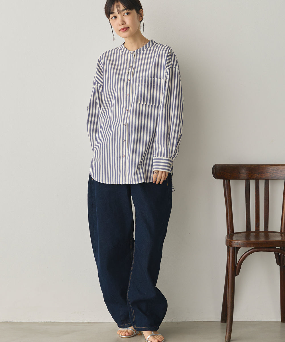 製品洗いブロードバンドカラー長袖シャツ[1325-4103]