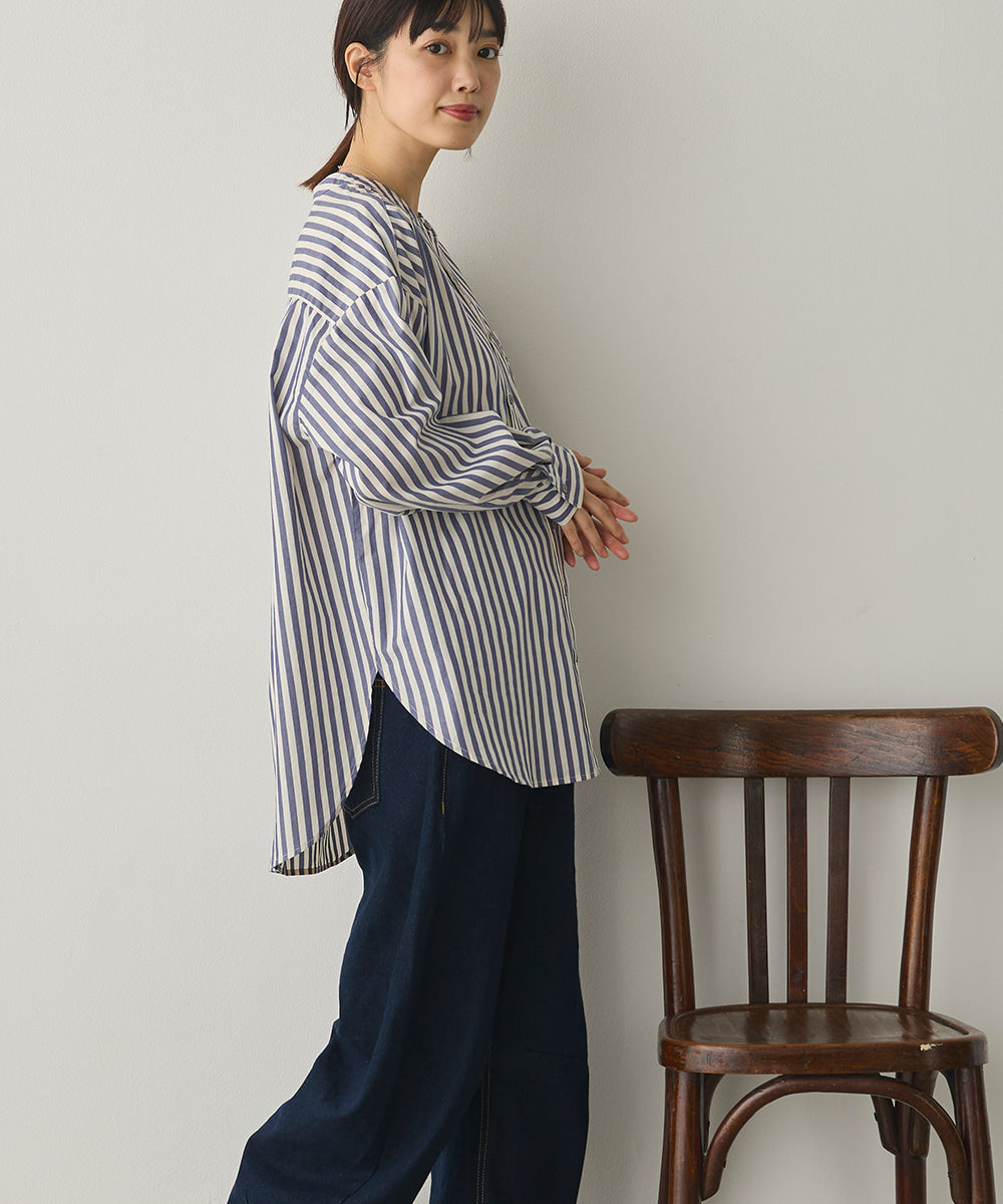 製品洗いブロードバンドカラー長袖シャツ[1325-4103]