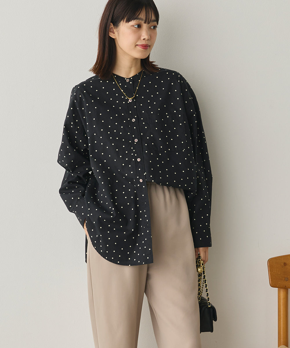 製品洗いブロードバンドカラー長袖シャツ[1325-4103]