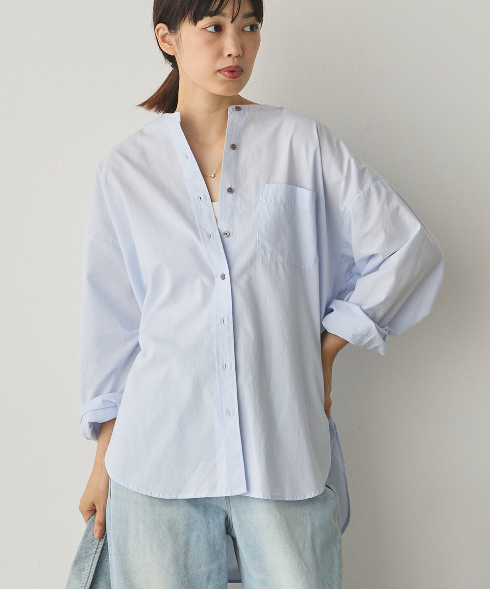 製品洗いブロードバンドカラー長袖シャツ[1325-4103]