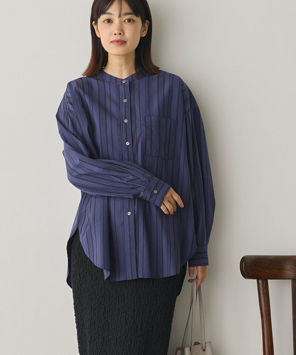 製品洗いブロードバンドカラー長袖シャツ[1325-4103]