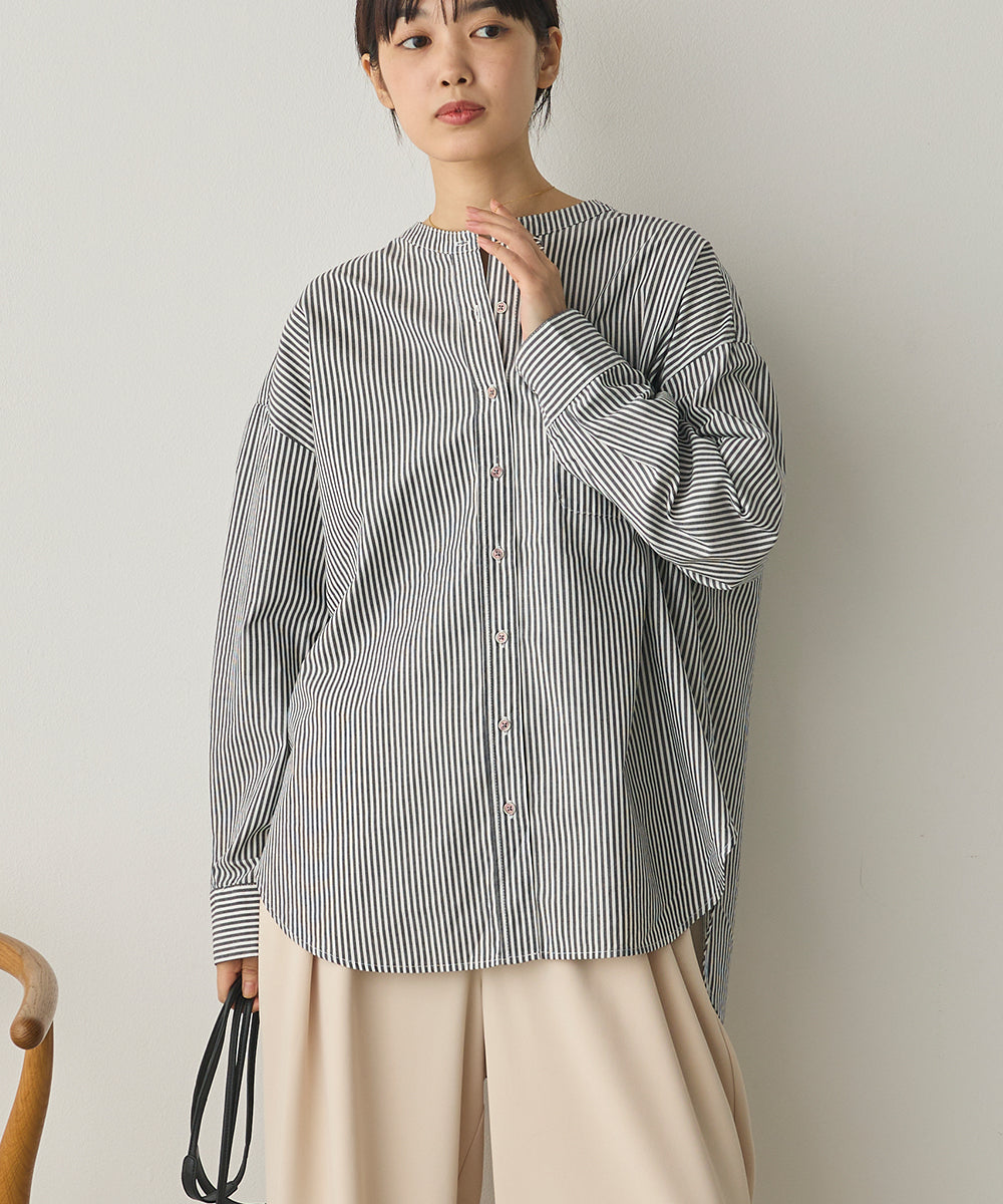 製品洗いブロードバンドカラー長袖シャツ[1325-4103]