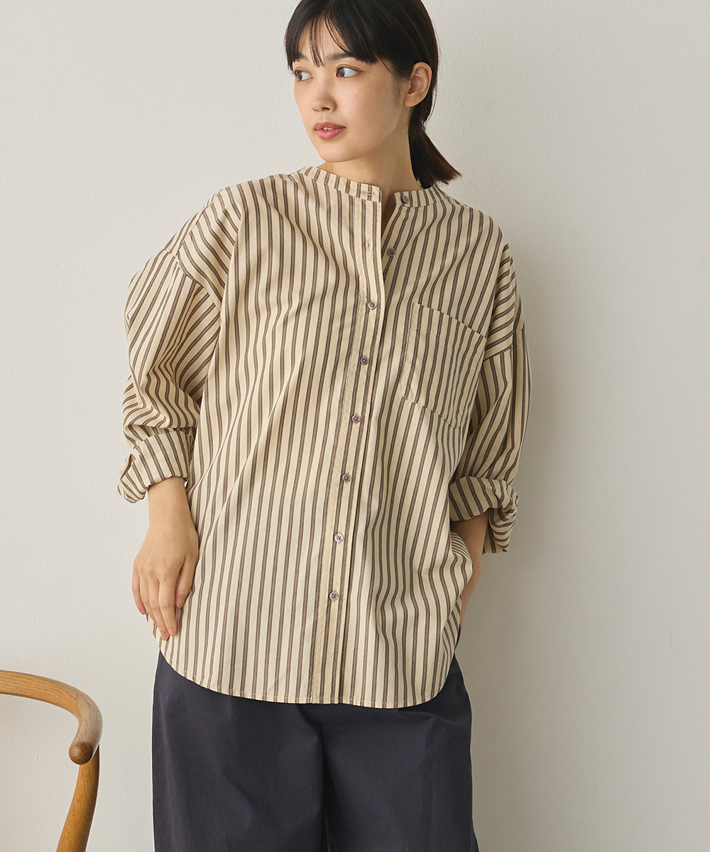 製品洗いブロードバンドカラー長袖シャツ[1325-4103]