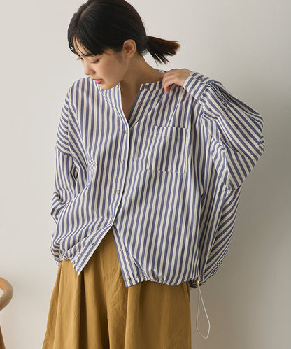 製品洗いブロード裾ドロストワイドシャツ[1325-4106]