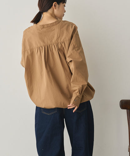 製品洗いブロード裾ドロストワイドシャツ[1325-4106]