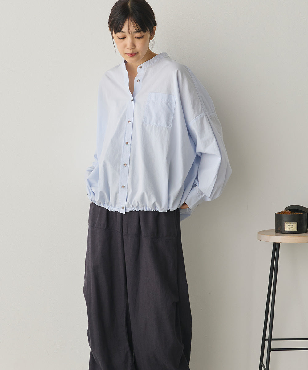 製品洗いブロード裾ドロストワイドシャツ[1325-4106]