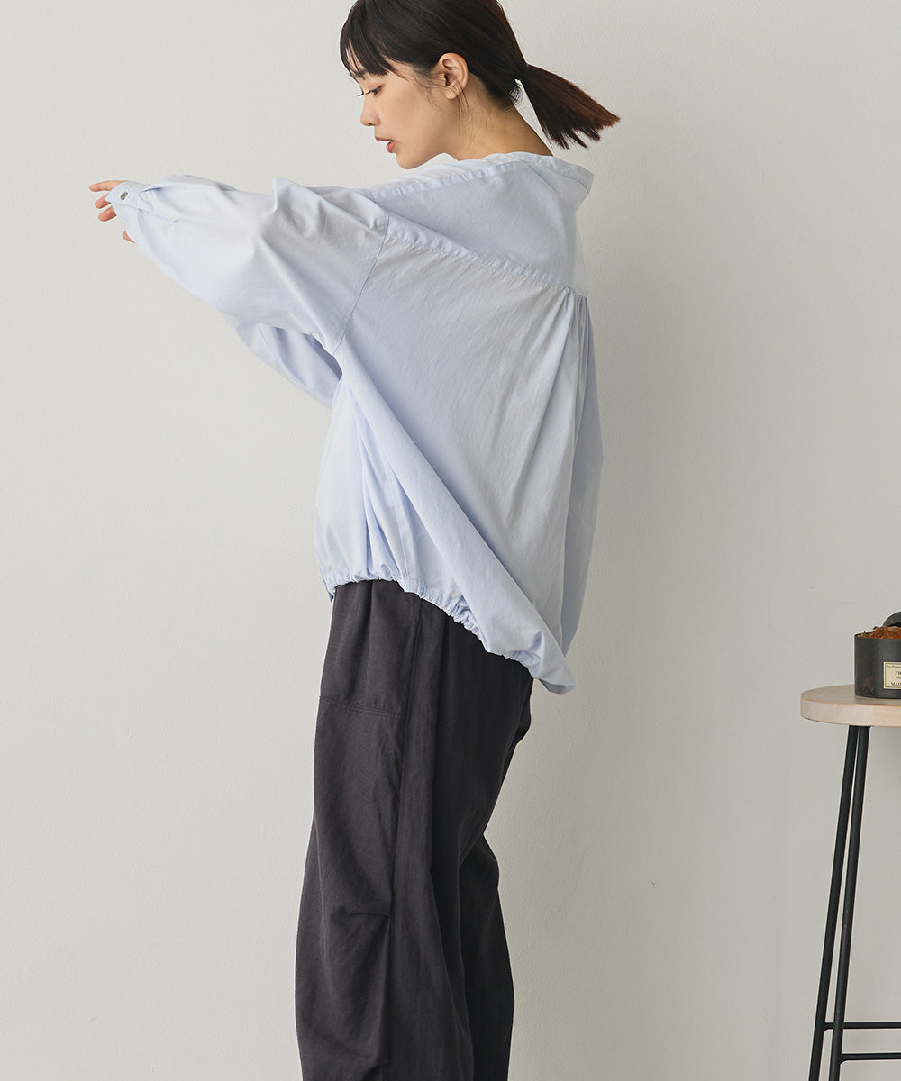 製品洗いブロード裾ドロストワイドシャツ[1325-4106]