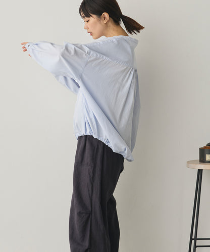 製品洗いブロード裾ドロストワイドシャツ[1325-4106]