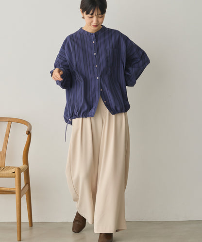 製品洗いブロード裾ドロストワイドシャツ[1325-4106]